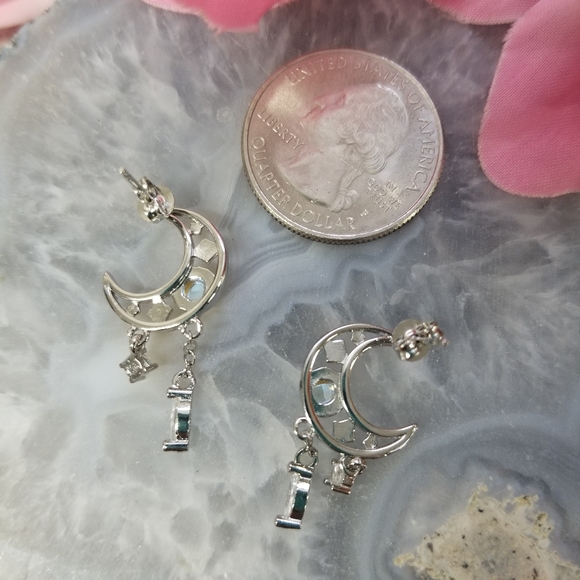 Moon earrings with rhinestones - Picture 3 of 5